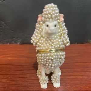 Pearl Encrusted Poodle Trinket Box